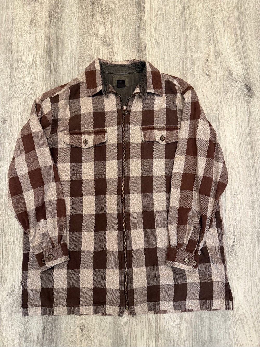 St. John’s Bay Brown Plaid Buffalo Check Shacket Jacket Large